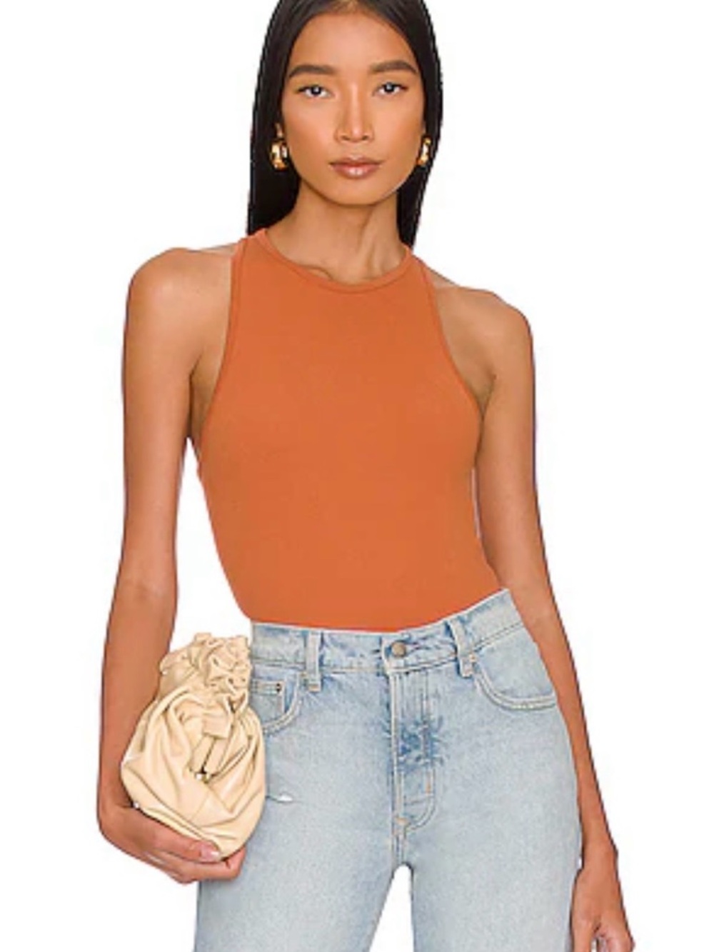 Free People Rust Orange Stretch Tank Top